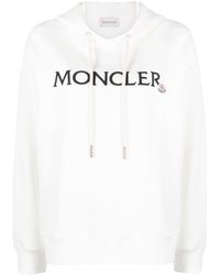 Moncler - Logo-embroidered Cotton Hoodie - Lyst