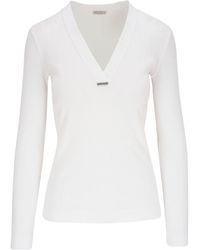 Brunello Cucinelli - V-neck Cotton Knitted Top - Lyst