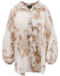 LAVI COUTURE - Afrodite Floral-Print Puff-Sleeve Shirt - Lyst
