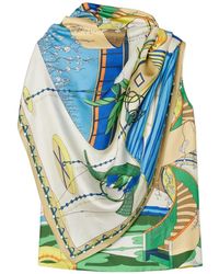 Tory Burch - Printed Silk Cape Top - Lyst