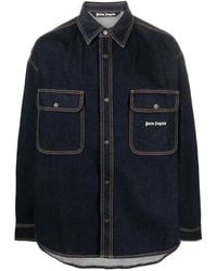 Palm Angels - Palm Angles Logo-Embroidered Denim Shirt - Lyst