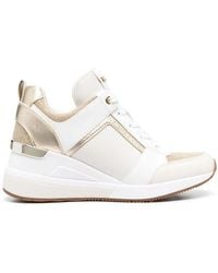 MICHAEL Michael Kors - Michael Kors Georgie Glitter-mesh Leather Trainers - Lyst