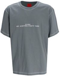 HUGO - T-shirt en coton à logo brodé - Lyst