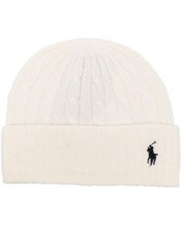 Polo Ralph Lauren Embroidered-logo Cable-knit Beanie - Natural