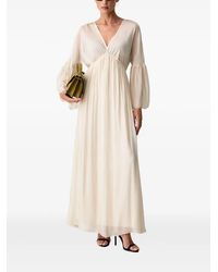 Haveone - V-Neck Bell-Sleeve Maxi Dress - Lyst