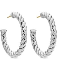 David Yurman - Sterling Sculpted Cable Hoop Earrings (40Mm) - Lyst