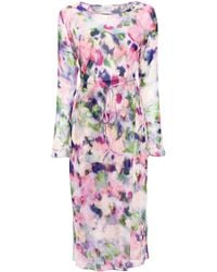 Patrizia Pepe - Abstract-Print Chiffon Midi Dress - Lyst