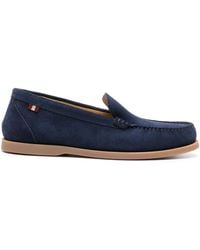 Bally - Grosgrain-Tab Suede Loafers - Lyst