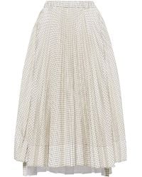Plan C - Taffeta Midi-Rok Met Patroon - Lyst