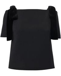 Carolina Herrera - Short-Sleeve Bows-Detail Blouse - Lyst