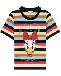 Ganni - Graphic-Print Striped T-Shirt - Lyst