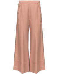 Pinko - Love Birds-embroidered Washed Wide-leg Trousers - Lyst