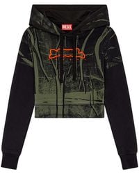 DIESEL - F-Slimmy-Hood Cropped Cotton Hoodie - Lyst