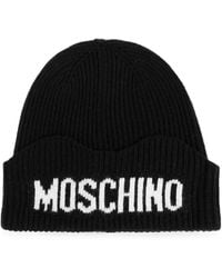 Moschino - Logo-Intarsia Ribbed Beanie Hat - Lyst
