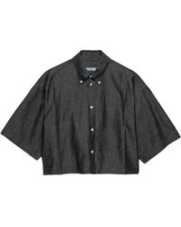 Prada - Short-Sleeved Chambray Shirt - Lyst