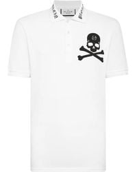 Philipp Plein - Skull-Print Cotton Polo Shirt - Lyst