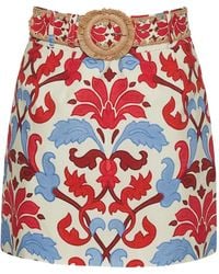 Cara Cara - Blaze Raffia-Belt Floral Mini Skirt - Lyst