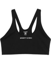 Sporty & Rich - Logo-Print Racerback Sports Bra - Lyst