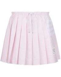 Thom Browne - Oxford 4-Bar Drawstring Pleated Mini Skirt - Lyst