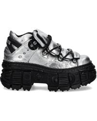 New Rock - Metallic Leather Platform Sneakers - Lyst