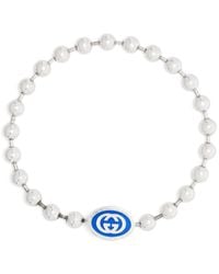 Gucci - Sterling Silver Interlocking G Ball-chain Bracelet - Lyst