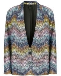 Missoni - Oversized Sequin-Embellished Lamé Viscose Blend Single-Breasted Blazer With Zigzag Pattern - Lyst