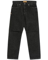 Replay - Logo-Patch Straight-Leg Jeans - Lyst