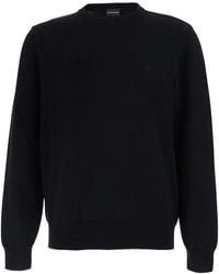 Emporio Armani - Logo-Embroidered Ribbed-Trim Sweater - Lyst