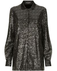 Dolce & Gabbana - Satin-Collar Sequin-Embellished Shirt - Lyst
