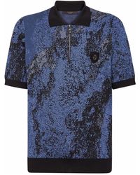 Billionaire - Patterned-jacquard Zipped Polo Shirt - Lyst