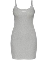 Versace - Geribbelde Jurk Met Logo - Lyst