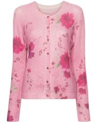 Blumarine - Rose-Jacquard Cardigan - Lyst