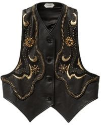 Versace - Beaded Embellished Leather Waistcoat - Lyst