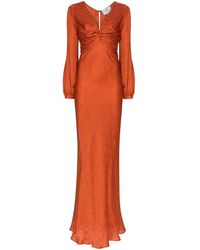 Rebecca de Ravenel Avondjurk Met Bloemenprint - Oranje