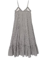 Vrg Grl La Prairie Check Print Midi Smock Dress in Natural | Lyst