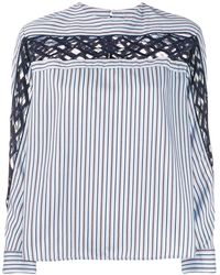 Sandro Chemise rayée à empiècement en guipure - Bleu