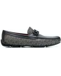 Ferragamo Gancini Monogram Driver Mocassins - Black