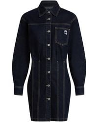 KARL LAGERFELD - Logo-Patch Denim Shirt Dress - Lyst