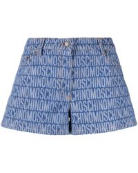 Moschino - Logo Print Denim Shorts - Lyst