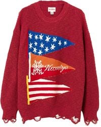 KAMIYA - Flag Frayed Sweater - Lyst