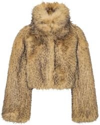ROTATE BIRGER CHRISTENSEN - High-Neck Cropped Faux-Fur Jacket - Lyst