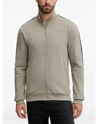 Guess - Logo-Taped Full-Zip Sweatshirt - Lyst