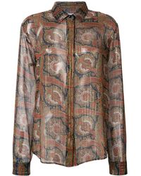 Saint Laurent Paisley Embroidered Shirt - Brown