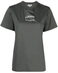 Ganni - Logo Organic Cotton T-shirt - Lyst