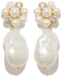Completedworks - Pendientes Lightdrop bañados en oro de 18 ct con zirconia y perla - Lyst