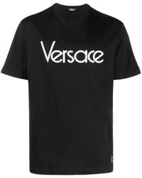 Versace - T-shirt Met Geborduurd Logo - Lyst