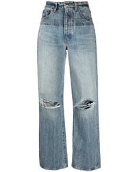 Amiri - Distressed High-Rise Wide-Leg Jeans - Lyst