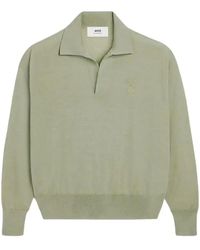 Ami Paris - Ami De Coeur Knitted Polo Shirt - Lyst