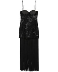 Nissa - Fringed Floral-Lace Midi Dress - Lyst