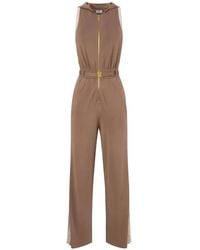 Elisabetta Franchi - Knit Fabric Jumpsuit With Shiny Viscose Bands - Lyst